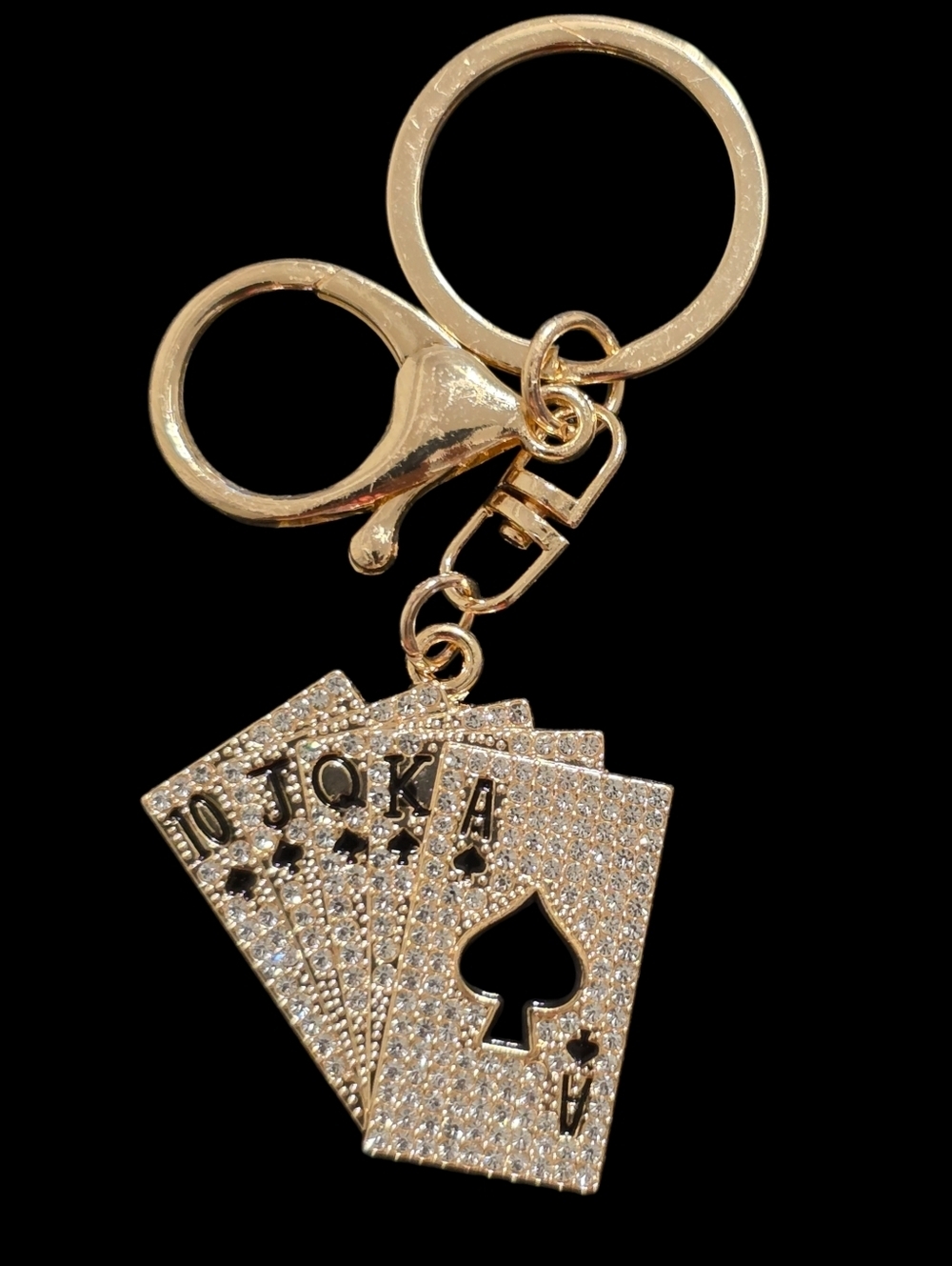 Gold Playing Cards Bag Charm Keychain
